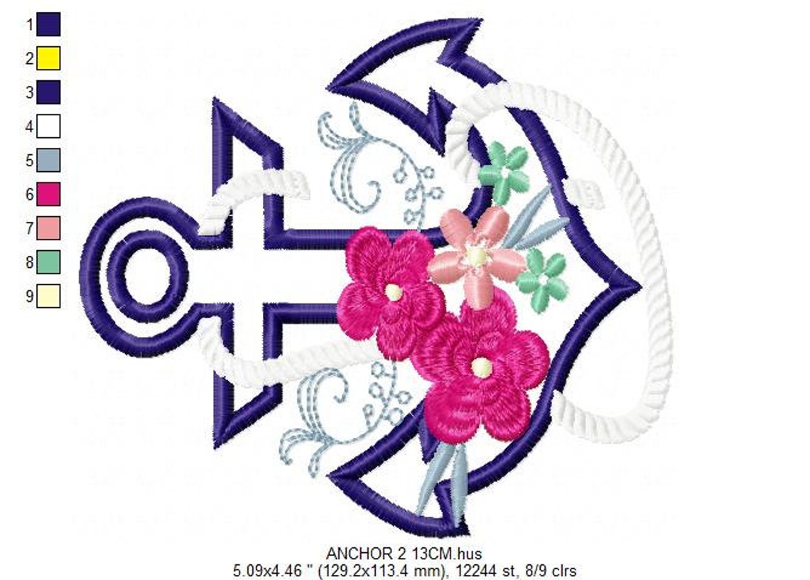 Anchor embroidery designs anchor with flowers embroidery  etsy Anchor embroidery designs anchor with flowers embroidery  etsy