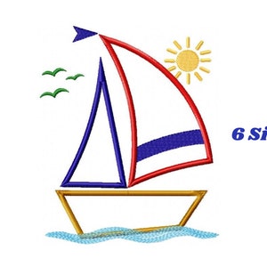 Boat embroidery designs - Sailboat embroidery design machine embroidery pattern - nautical file instant download - boat applique design boy