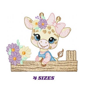 Giraffe embroidery designs - Safari animals embroidery design machine embroidery pattern - Baby girl embroidery file - instant download pes
