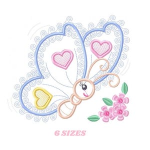 Diseño de bordado de mariposa con apliques – Patrón de animal para máquina de coser para bebé niña (descarga digital)