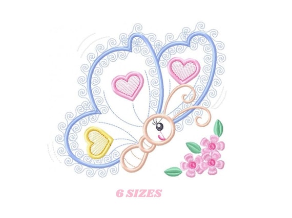 Butterfly Applique Embroidery Design – Baby Girl Animal Machine Pattern (Digital Download)