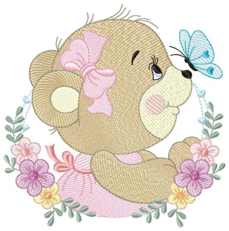 Female Bear Embroidery Designs Baby Girl Embroidery Design | Etsy