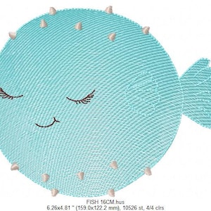 Puffer Fish embroidery designs Ocean animals embroidery design machine embroidery pattern Sleeping fish embroidery file sea animals image 5