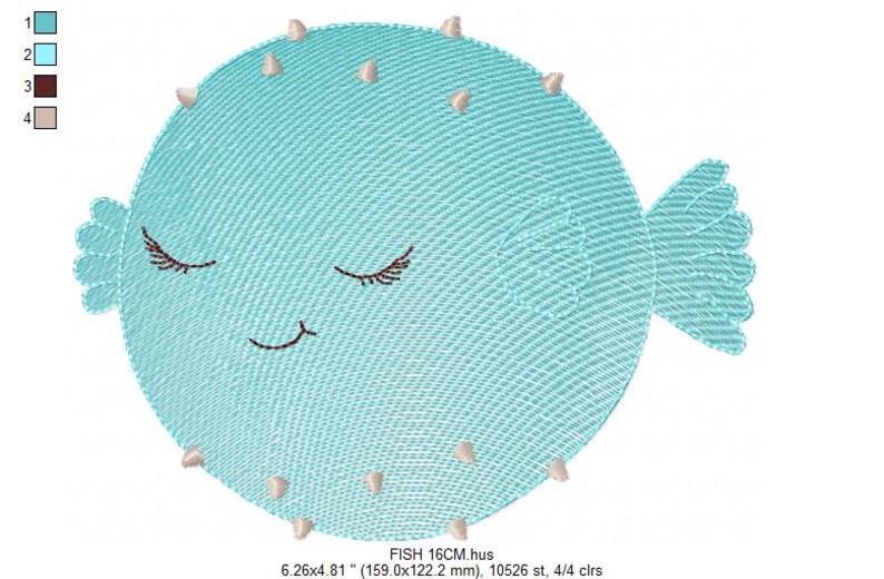 Puffer Fish embroidery designs Ocean animals embroidery design machine embroidery pattern Sleeping fish embroidery file sea animals image 5