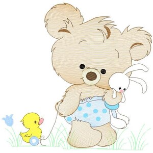 Baby 2-Piece Embroidered Bear Simple Set main image 0