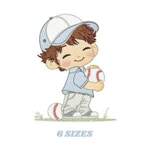 Baby Boy Baseball Player Embroidery Design – 6 Sizes (Digital Download)