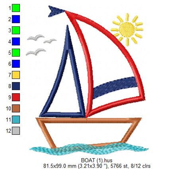 sailboat embroidery designs