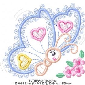 Butterfly Applique Embroidery Design – Baby Girl Animal Machine Pattern (Digital Download)