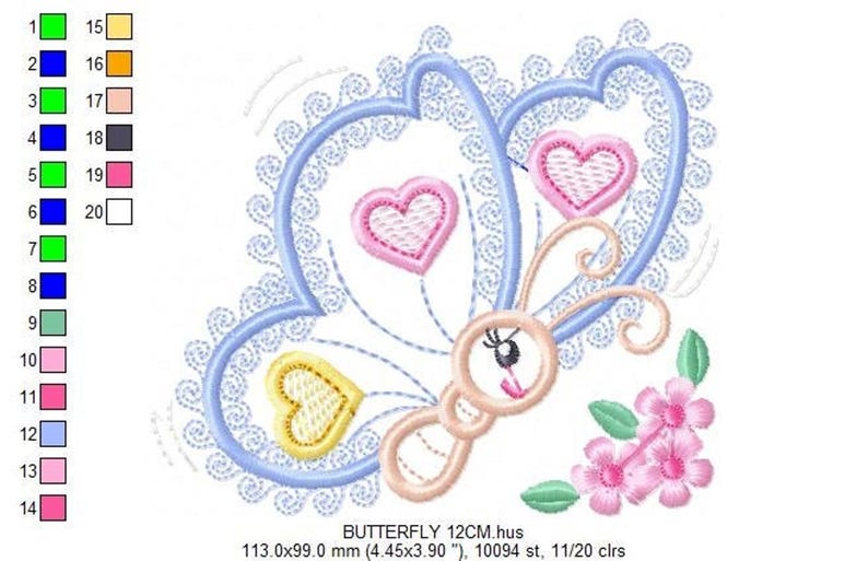 Butterfly Applique Embroidery Design – Baby Girl Animal Machine Pattern (Digital Download)