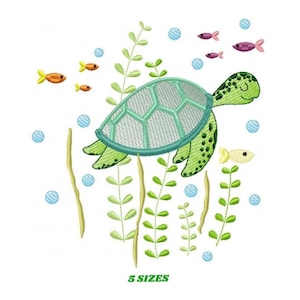 Turtle Embroidery Design – Ocean Animal Machine Embroidery Pattern (Digital Download)