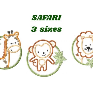 Safari embroidery designs - Lion embroidery design machine embroidery pattern - Giraffe embroidery file - monkey embroidery lion applique