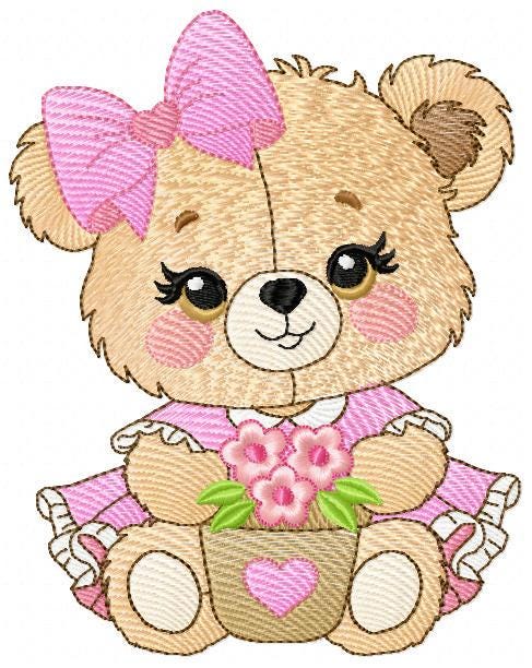 [GRAVER]★FLOWER BEAR SMILE EMBROIDERY SHORT PADDING GRAVER]☆FLOWER BEAR SMILE EMBROIDERY SHORT PADDING