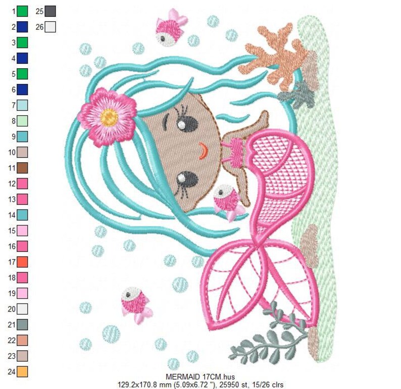 Mermaid embroidery designs princess embroidery design  etsy