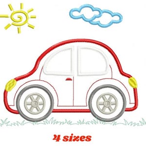Cartoon Car Applique Embroidery Design – Vehicle Machine Embroidery File (Digital Download)