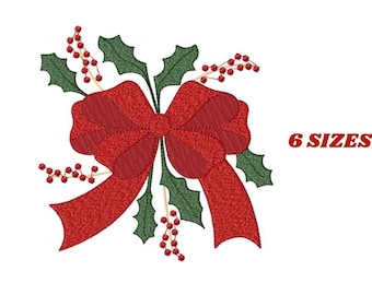 Xmas Mistletoe embroidery designs - Christmas Red Ornament Lace machine pattern (Instant digital download)
