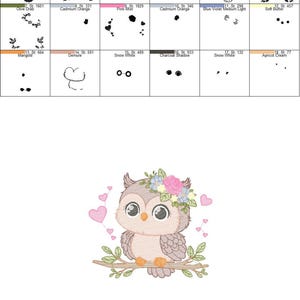 Floral Owl Machine Embroidery Design - RIPPLED, 6 Sizes (Instant Download)