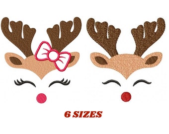 Christmas Rudolf Embroidery Design - Xmas Reindeer machine embroidery pattern - Winter Holiday file - Instant digital download pes jef dst