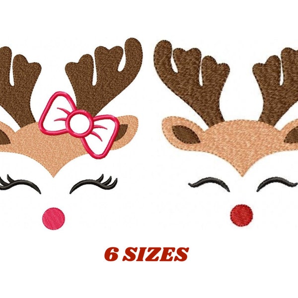 Christmas Rudolf Reindeer Embroidery Design - Xmas embroidery designs machine embroidery pattern - Holiday embroidery file instant download