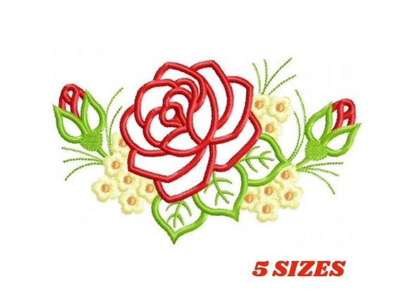 Roses Embroidery Designs Flower Embroidery Design Machine Embroidery Pattern Instant Download Rose Applique Design Floral Embroidery Etsy