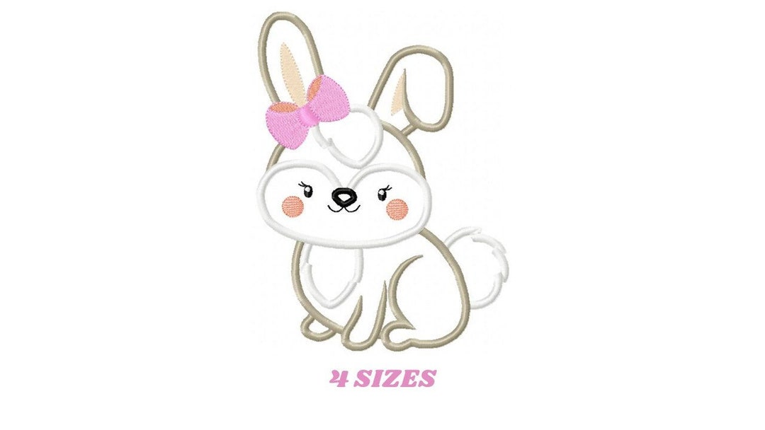 Female Bunny With Lace Embroidery Design - Rabbit Applique Machine ...