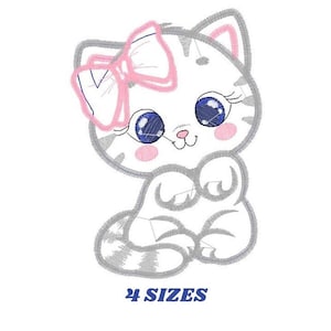 Kitty Cat Embroidery Design – Applique Pet Embroidery File (Digital Download)