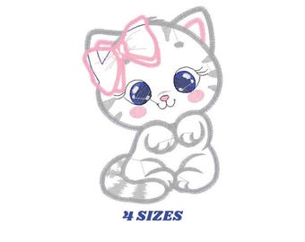 Disegno per ricamo di un gattino – Applicazione per ricamo di un animale domestico (Download digitale)