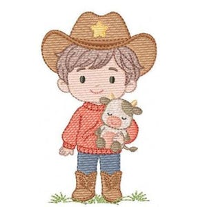 Disegno per ricamo da cowboy – File per neonato con tema ranch e cowboy (download immediato)