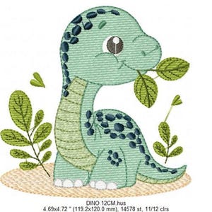 Dinosaur Embroidery Design – Brontosaurus Machine File (Digital Download)