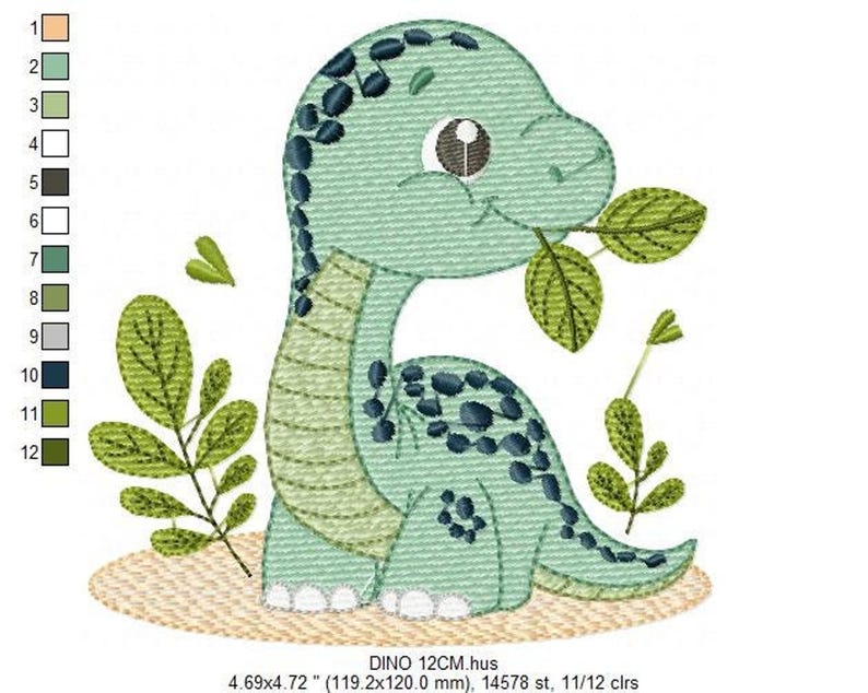 Dinosaur Embroidery Design – Brontosaurus Machine File (Digital Download)