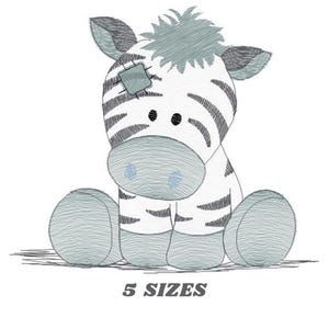 Patched Zebra Embroidery Design - Safari Animal File (Digital Download)