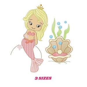 Mermaid Embroidery Design – Sea Princess Girl Machine Pattern (Instant Download)