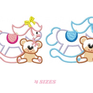 Horse Toy embroidery design - Boy embroidery designs machine embroidery pattern - Baby girl embroidery file - toy applique horse applique