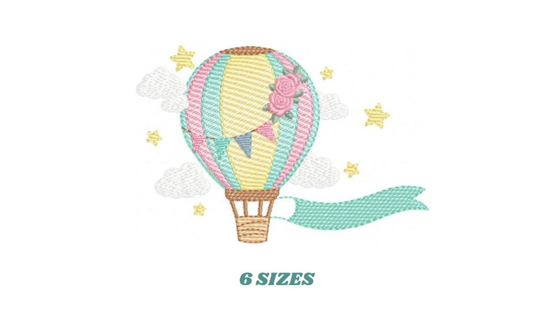 Balloon Embroidery Designs - Hot Air Balloon With Clouds Machine ...