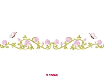 Rose Garden Embroidery Design – Floral Tea Towel Pattern (Digital Download)