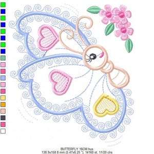 Butterfly Applique Embroidery Design – Baby Girl Animal Machine Pattern (Digital Download)