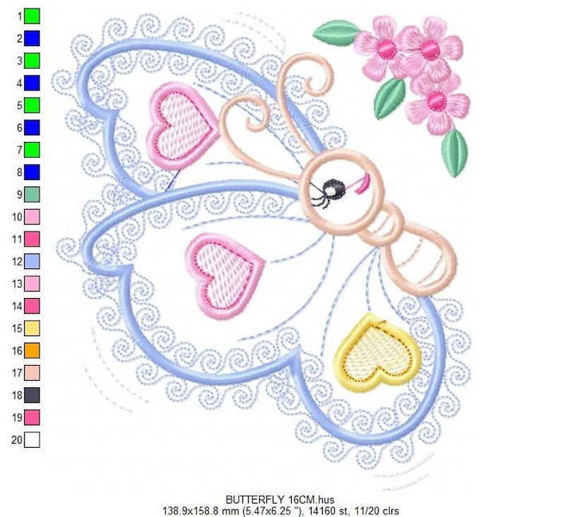 Butterfly Applique Embroidery Design – Baby Girl Animal Machine Pattern (Digital Download)