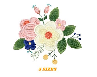 Floral Embroidery Design – Filled Stitch Flower Machine Embroidery Pattern (Digital Download)