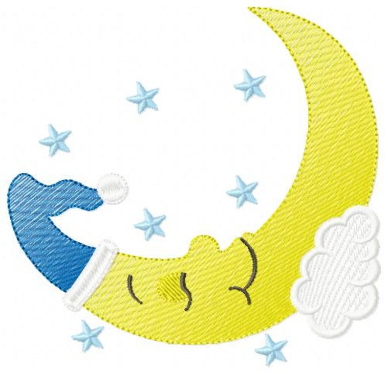 Sleeping moon embroidery design half moon embroidery designs  etsy Sleeping moon embroidery design half moon embroidery designs  etsy