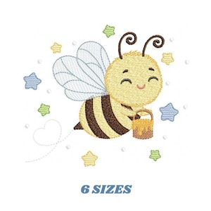 Bee Embroidery Design - Male Bee with Honey (Digital Download)