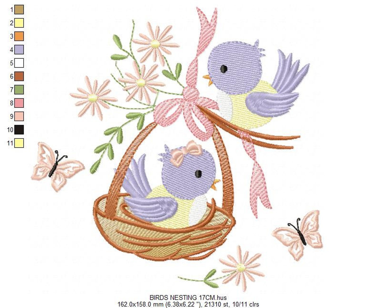 Bird Embroidery Designs Bird Nest Embroidery Design Machine Etsy