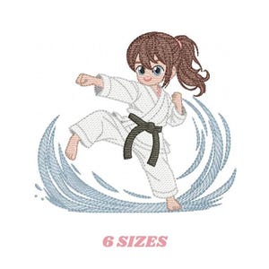 Borduurpatroon voor een karate meisje - Borduurmachinebestand voor een atletenkimono (digitale download)