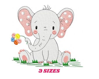 Disegno per ricamo a macchina con elefante – Motivo a onde (Download digitale)