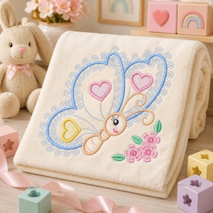 Butterfly Applique Embroidery Design – Baby Girl Animal Machine Pattern (Digital Download)