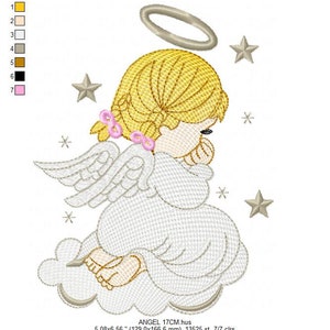 Angel With Wings Halo and Cloud Embroidery Designs Baby Girl Embroidery ...