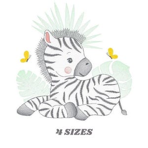 Disegno per ricamo zebrato – Motivo safari con animali (download digitale)