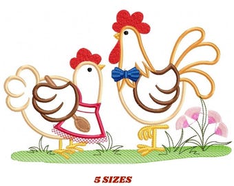 Chicken and Rooster Embroidery Design – Farm Applique (Digital Download)