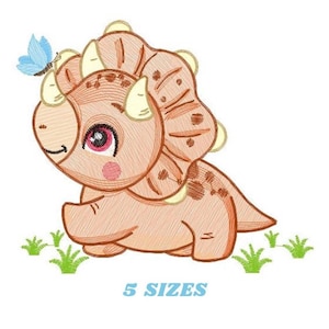 Triceratops Embroidery Design – Dino Machine Pattern (Instant Download)