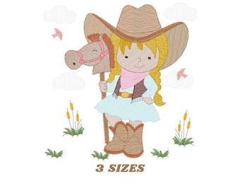 Cowgirl Embroidery Design - Girl and Horse, Machine Embroidery Pattern (Digital Download)
