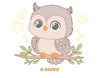 Eulen-Stickmuster – Vogel-Maschinenstickmuster (Digitaler Download)