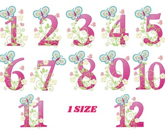 Numbers embroidery designs - Birthday Embroidery design Machine embroidery file - Embroidery numbers rippled - kid embroidery numbers design